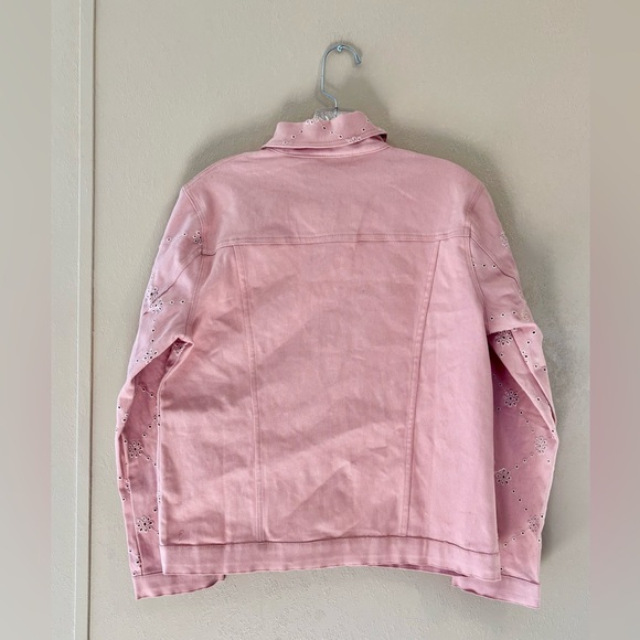 NWT Keren Hart Floral Eyelet Blush Pink Denim Jacket sz M - Picture 2 of 5